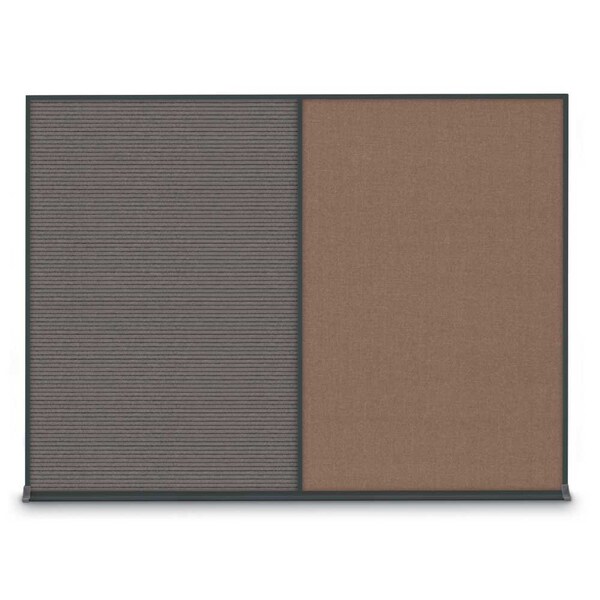 United Visual Products Double Door Radius Corkboard, 60"X36", S UV8004-SATIN-BLACK - main